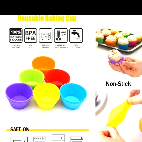 12 Silicone Baking Cups!  Two each of 6 different colors! - Picture 5 of 5